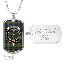 Scottish Fergusson Clan Tartan Dog Tag Necklace - Crest Classic Scottish Plaid Tartan Plaid