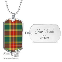Scottish Buchanan Old Sett Clan Tartan Dog Tag Necklace - Classic Scottish Plaid Tartan Plaid