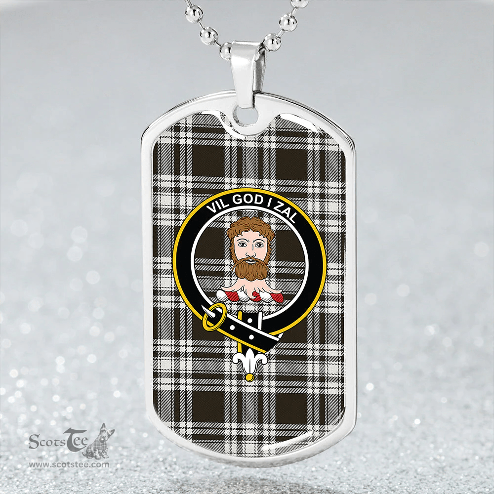 ScottishPlaid Menzies 1938 Weathered Clan Tartan Dog Tag Necklace - Crest Classic Scottish Plaid Tartan Plaid