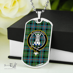 ScottishPlaid Malcolm Ancient Clan Tartan Dog Tag Necklace - Crest Classic Scottish Plaid Tartan Plaid