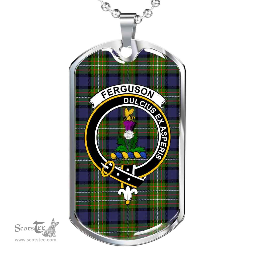 Scottish Fergusson Clan Tartan Dog Tag Necklace - Crest Classic Scottish Plaid Tartan Plaid