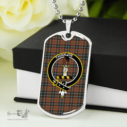 ScottishPlaid MacLellan Weathered Clan Tartan Dog Tag Necklace - Crest Classic Scottish Plaid Tartan Plaid