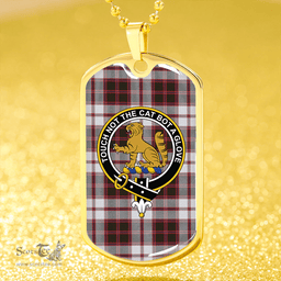 ScottishPlaid MacPherson of Pitmain Weathered Clan Tartan Dog Tag Necklace - Crest Classic Scottish Plaid Tartan Plaid