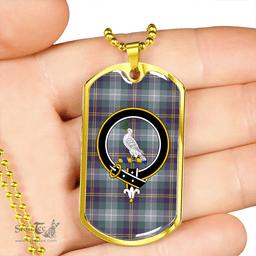 ScottishPlaid Porteous Weathered Clan Tartan Dog Tag Necklace - Crest Classic Scottish Plaid Tartan Plaid