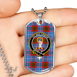 ScottishPlaid Skirving Clan Tartan Dog Tag Necklace - Crest Classic Scottish Plaid Tartan Plaid