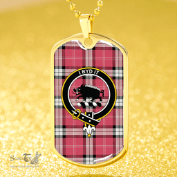 ScottishPlaid Nisbet Dress Rose (Nisbit Dress Rose) Ancient Clan Tartan Dog Tag Necklace - Crest Classic Scottish Plaid Tartan Plaid