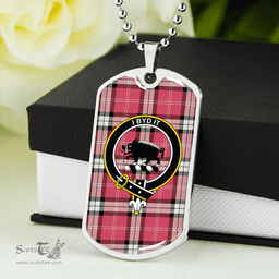 ScottishPlaid Nisbet Dress Rose (Nisbit Dress Rose) Ancient Clan Tartan Dog Tag Necklace - Crest Classic Scottish Plaid Tartan Plaid