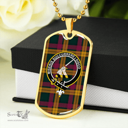 ScottishPlaid MacMillan Modern Clan Tartan Dog Tag Necklace - Crest Classic Scottish Plaid Tartan Plaid