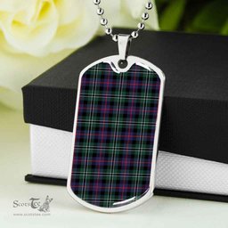 Scottish Rose Hunting Modern Clan Tartan Dog Tag Necklace - Classic Scottish Plaid Tartan Plaid