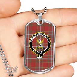ScottishPlaid Stewart of Fingask Weathered Clan Tartan Dog Tag Necklace - Crest Classic Scottish Plaid Tartan Plaid