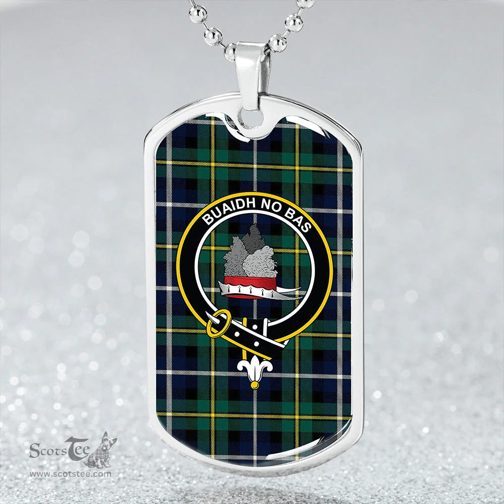ScottishPlaid MacNeil of Barra (MacNeil/MacNeill) Modern Clan Tartan Dog Tag Necklace - Crest Classic Scottish Plaid Tartan Plaid