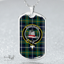 ScottishPlaid MacNeil of Barra (MacNeil/MacNeill) Modern Clan Tartan Dog Tag Necklace - Crest Classic Scottish Plaid Tartan Plaid