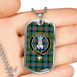 ScottishPlaid Malcolm Ancient Clan Tartan Dog Tag Necklace - Crest Classic Scottish Plaid Tartan Plaid