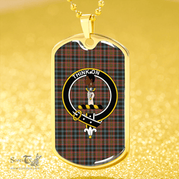 ScottishPlaid MacLellan Weathered Clan Tartan Dog Tag Necklace - Crest Classic Scottish Plaid Tartan Plaid