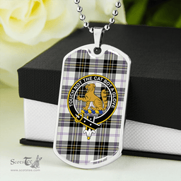 ScottishPlaid MacPherson Dress Ancient Clan Tartan Dog Tag Necklace - Crest Classic Scottish Plaid Tartan Plaid