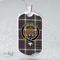 ScottishPlaid MacKenzie Dress #2 Weathered Clan Tartan Dog Tag Necklace - Crest Classic Scottish Plaid Tartan Plaid
