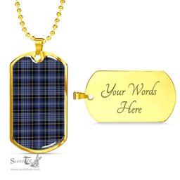 Scottish Clark Modern Clan Tartan Dog Tag Necklace - Classic Scottish Plaid Tartan Plaid