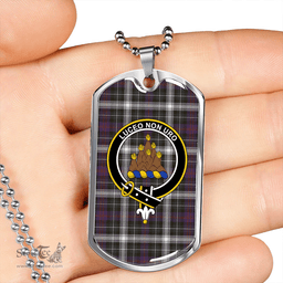 ScottishPlaid MacKenzie Dress #2 Weathered Clan Tartan Dog Tag Necklace - Crest Classic Scottish Plaid Tartan Plaid