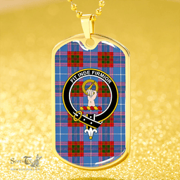 ScottishPlaid Skirving Clan Tartan Dog Tag Necklace - Crest Classic Scottish Plaid Tartan Plaid