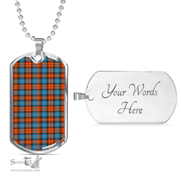 Scottish MacLachlan Ancient Clan Tartan Dog Tag Necklace - Classic Scottish Plaid Tartan Plaid