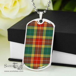 Scottish Buchanan Old Sett Clan Tartan Dog Tag Necklace - Classic Scottish Plaid Tartan Plaid