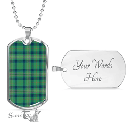 Scottish Kennedy Ancient Clan Tartan Dog Tag Necklace - Classic Scottish Plaid Tartan Plaid