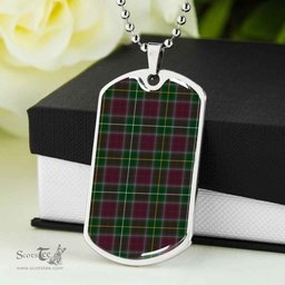 Scottish Crosbie Clan Tartan Dog Tag Necklace - Classic Scottish Plaid Tartan Plaid