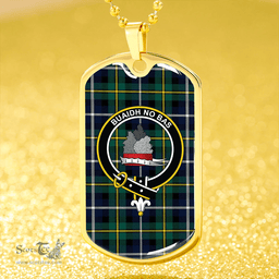 ScottishPlaid MacNeil of Barra (MacNeil/MacNeill) Modern Clan Tartan Dog Tag Necklace - Crest Classic Scottish Plaid Tartan Plaid