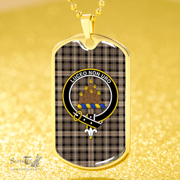 ScottishPlaid MacKenzie Hunting; Brown Modern Clan Tartan Dog Tag Necklace - Crest Classic Scottish Plaid Tartan Plaid