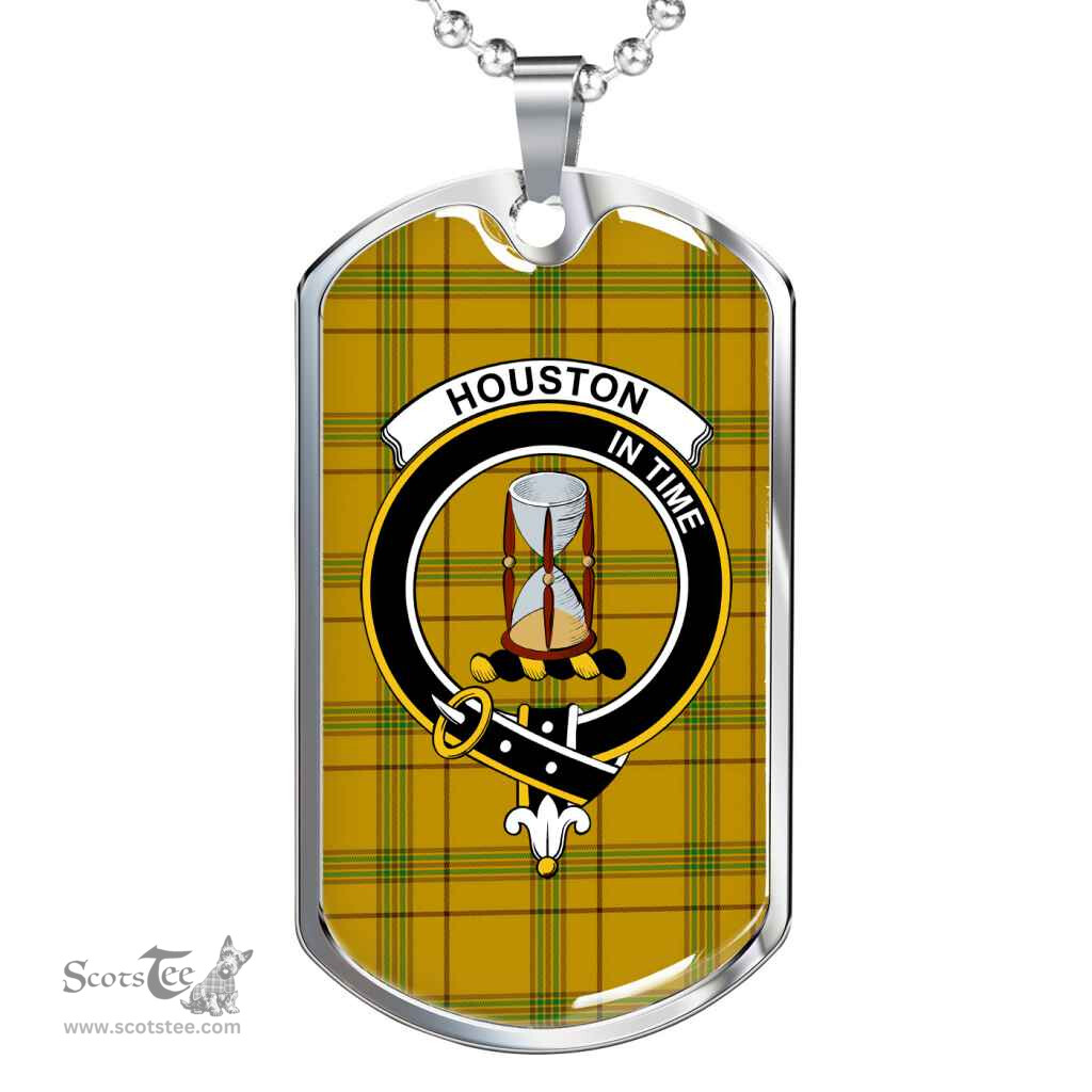 Scottish Houston Clan Tartan Dog Tag Necklace - Crest Classic Scottish Plaid Tartan Plaid
