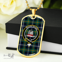 ScottishPlaid MacNeil of Barra (MacNeil/MacNeill) Modern Clan Tartan Dog Tag Necklace - Crest Classic Scottish Plaid Tartan Plaid