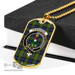 Scottish Fergusson Clan Tartan Dog Tag Necklace - Crest Classic Scottish Plaid Tartan Plaid