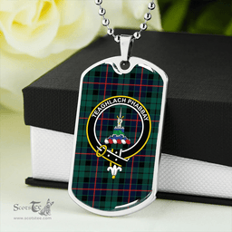 ScottishPlaid Morrison Hunting (Morrison Green) Modern Clan Tartan Dog Tag Necklace - Crest Classic Scottish Plaid Tartan Plaid