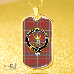 ScottishPlaid Stewart of Fingask Weathered Clan Tartan Dog Tag Necklace - Crest Classic Scottish Plaid Tartan Plaid