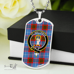 ScottishPlaid Skirving Clan Tartan Dog Tag Necklace - Crest Classic Scottish Plaid Tartan Plaid