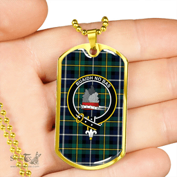 ScottishPlaid MacNeil of Barra (MacNeil/MacNeill) Modern Clan Tartan Dog Tag Necklace - Crest Classic Scottish Plaid Tartan Plaid