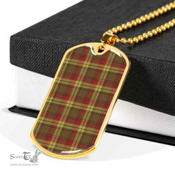 Scottish MacMillan Old Weathered Clan Tartan Dog Tag Necklace - Classic Scottish Plaid Tartan Plaid