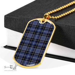 Scottish Clark Modern Clan Tartan Dog Tag Necklace - Classic Scottish Plaid Tartan Plaid