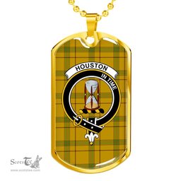 Scottish Houston Clan Tartan Dog Tag Necklace - Crest Classic Scottish Plaid Tartan Plaid