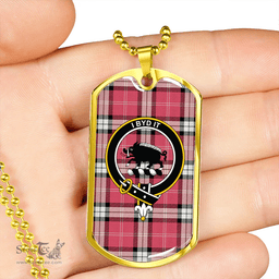 ScottishPlaid Nisbet Dress Rose (Nisbit Dress Rose) Ancient Clan Tartan Dog Tag Necklace - Crest Classic Scottish Plaid Tartan Plaid