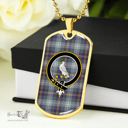 ScottishPlaid Porteous Weathered Clan Tartan Dog Tag Necklace - Crest Classic Scottish Plaid Tartan Plaid