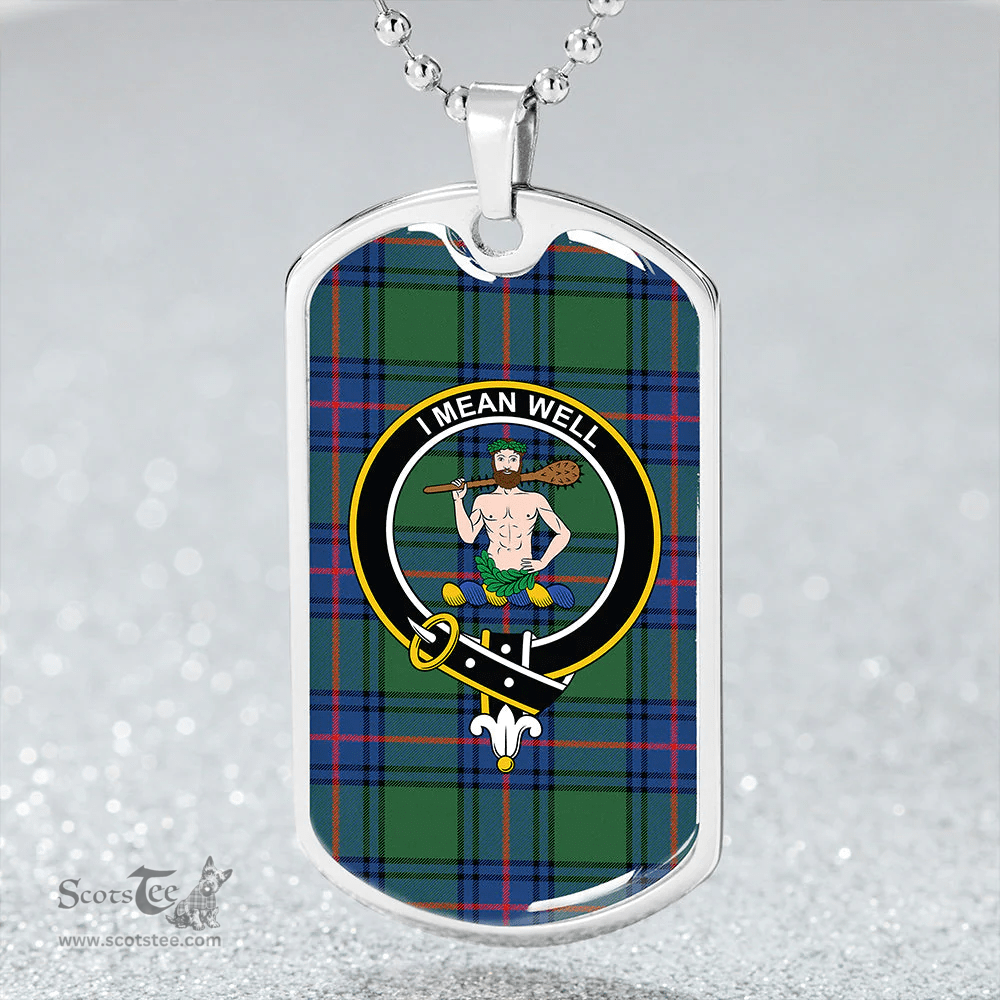 ScottishPlaid Shaw Modern Clan Tartan Dog Tag Necklace - Crest Classic Scottish Plaid Tartan Plaid