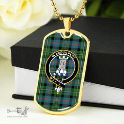 ScottishPlaid Malcolm Ancient Clan Tartan Dog Tag Necklace - Crest Classic Scottish Plaid Tartan Plaid