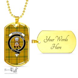 Scottish Houston Clan Tartan Dog Tag Necklace - Crest Classic Scottish Plaid Tartan Plaid