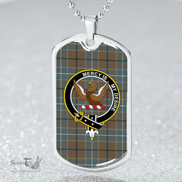ScottishPlaid Wishart Hunting Weathered Clan Tartan Dog Tag Necklace - Crest Classic Scottish Plaid Tartan Plaid