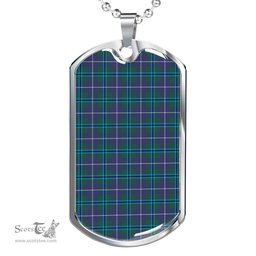 Scottish Douglas Modern Clan Tartan Dog Tag Necklace - Classic Scottish Plaid Tartan Plaid