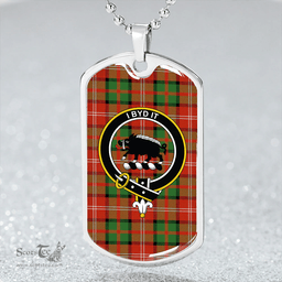 ScottishPlaid Nisbet (Nisbit) Ancient Clan Tartan Dog Tag Necklace - Crest Classic Scottish Plaid Tartan Plaid