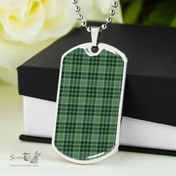Scottish MacDonald Lord of the Isles Hunting Clan Tartan Dog Tag Necklace - Classic Scottish Plaid Tartan Plaid