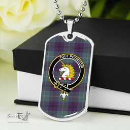 ScottishPlaid Oliphant Weathered Clan Tartan Dog Tag Necklace - Crest Classic Scottish Plaid Tartan Plaid