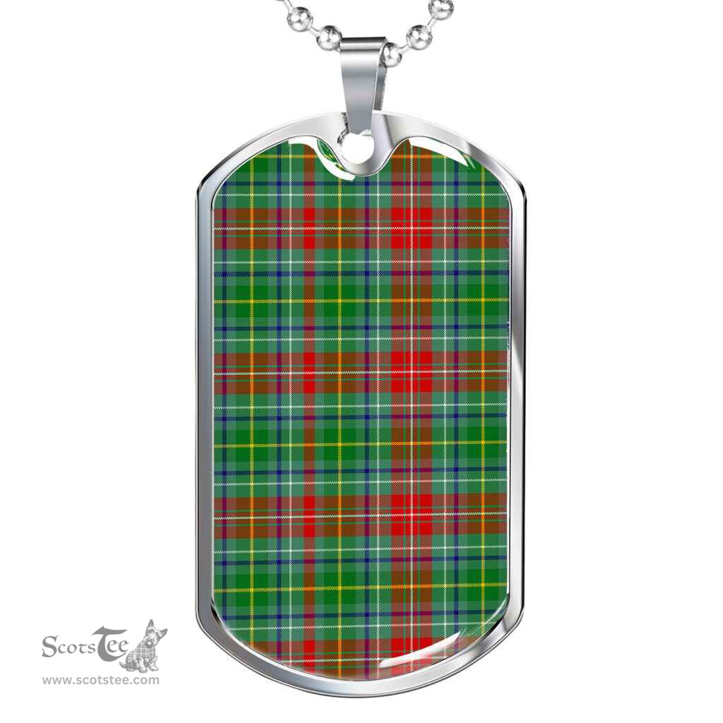 Scottish Muirhead Clan Tartan Dog Tag Necklace - Classic Scottish Plaid Tartan Plaid
